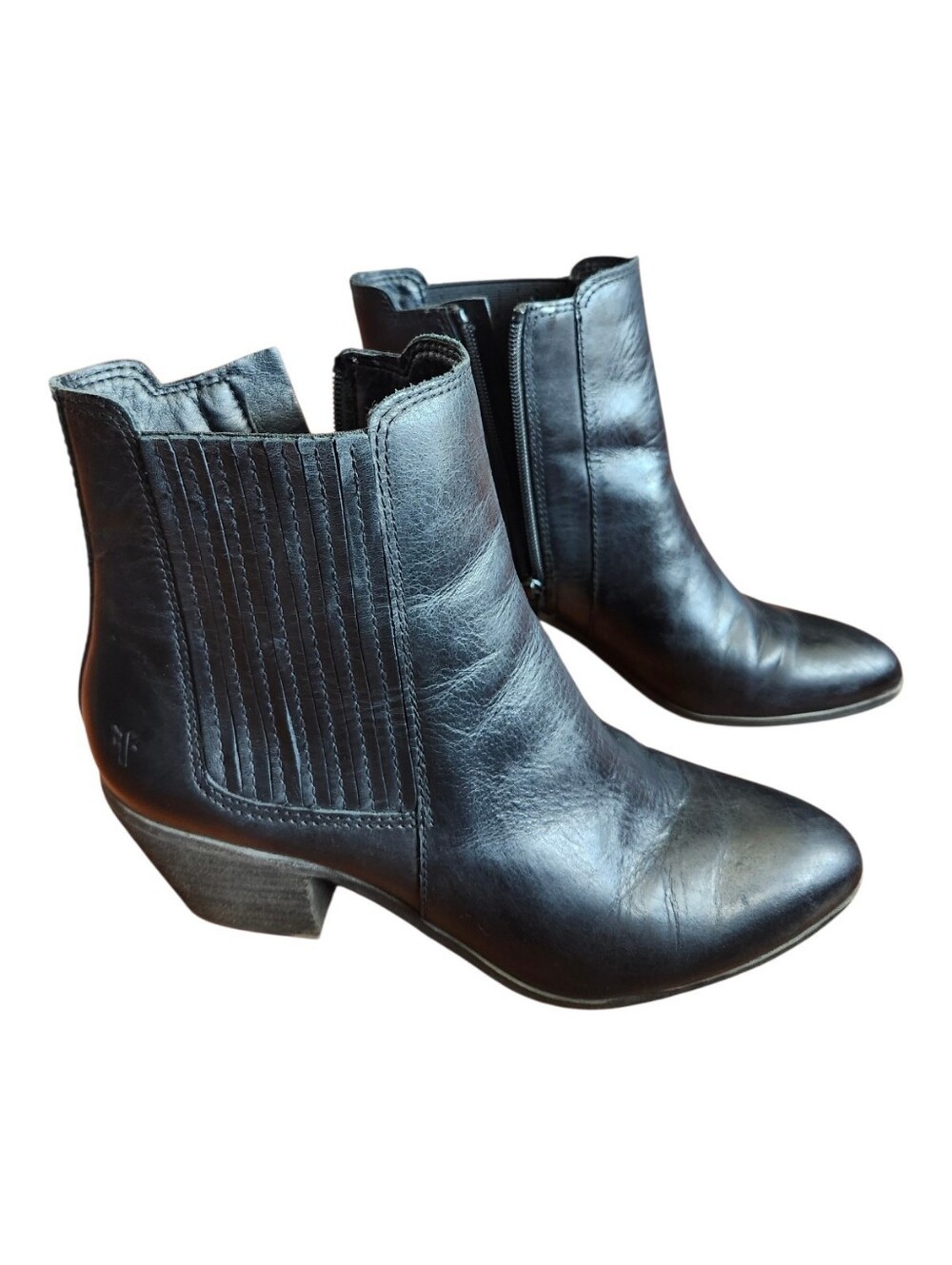 Frye Black Leather Chelsea Bootie with Stacked Heel